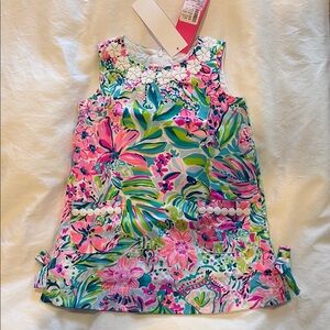 Lilly Pulitzer Pink and Green Floral Shift Dress